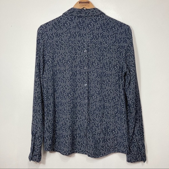 Sandwich Leaf Print Split Neck Long Sleeve Blouse Size M - Picture 6 of 14